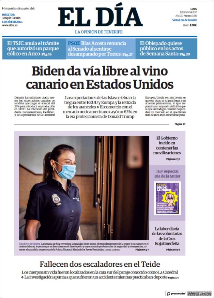 Portada de El Día (España)