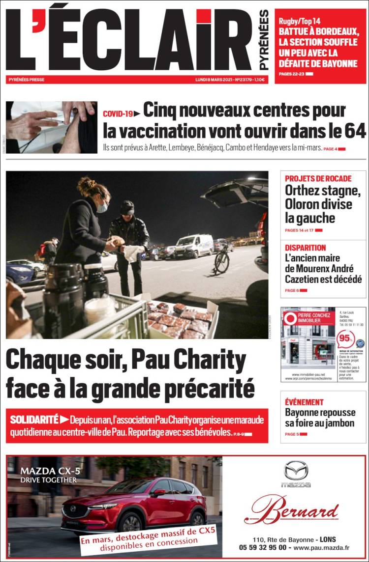 Portada de L'Eclair des Pyrénées (Francia)