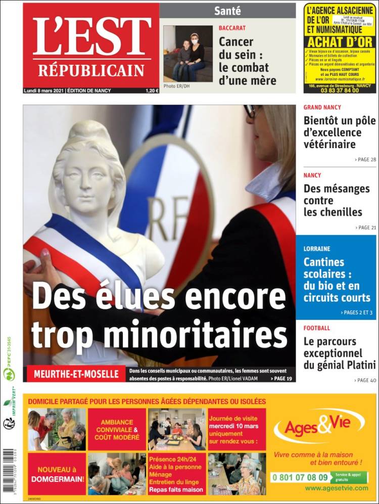 Portada de L'Est Republicain (Francia)