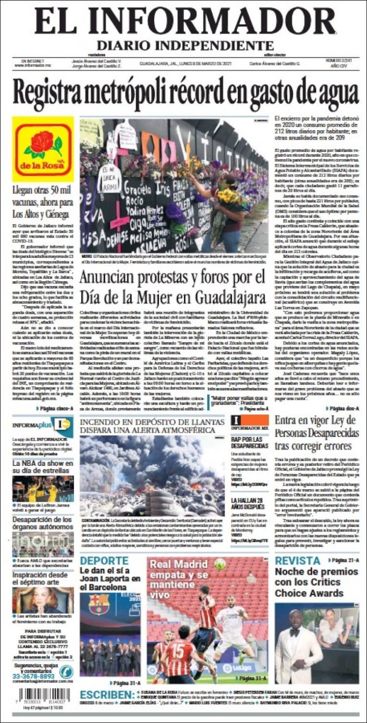 Portada de El Informador (México)