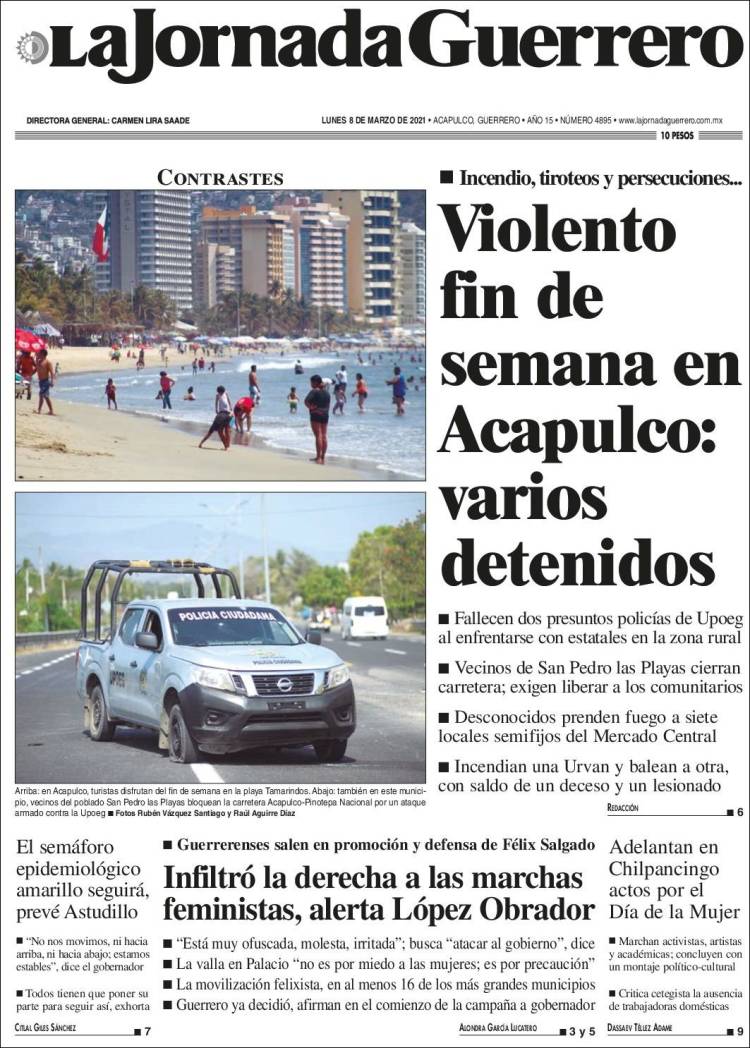 Portada de La Jornada de Guerrero (México)