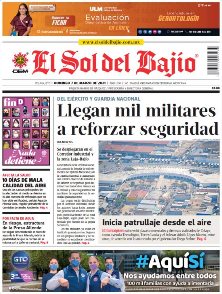Periódico El Sol del Bajio (México). Periódicos de México. Toda la