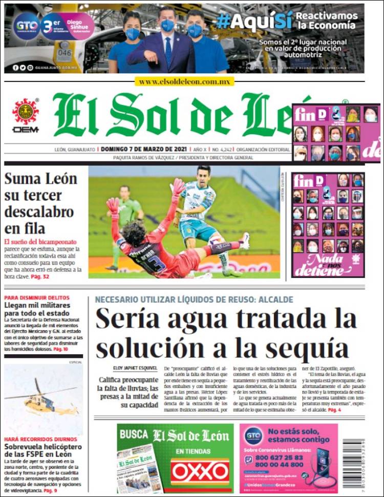 Portada de El Sol de León (México)