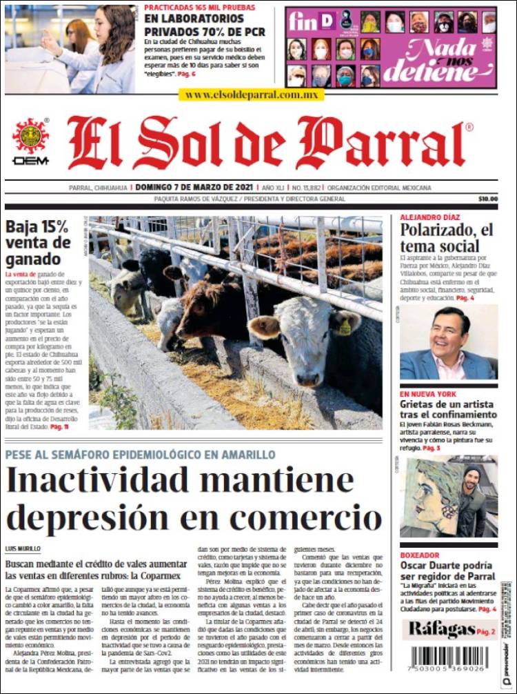 Portada de El Sol de Parral (México)