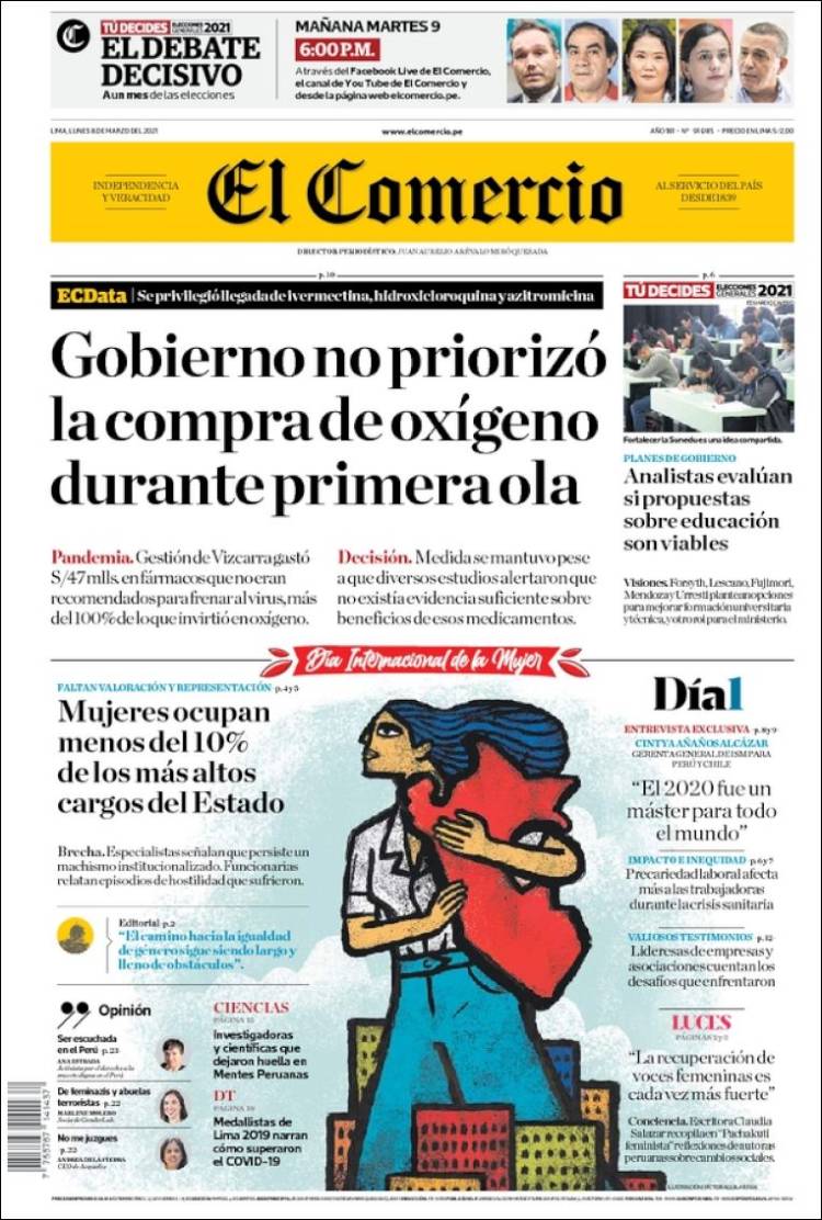 Portada de El Comercio (Perú)