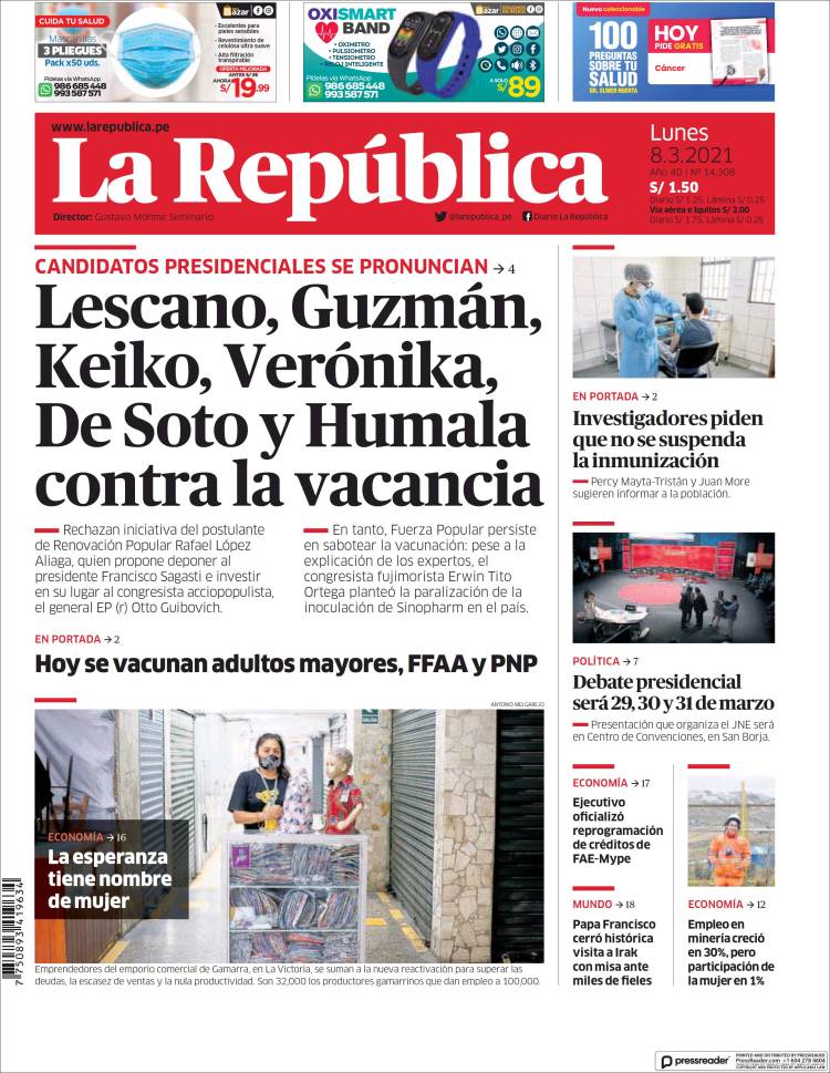 Portada de La Republica (Perú)