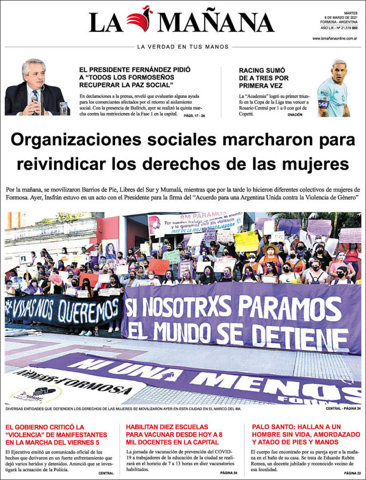 Portada de Diario La Mañana (Argentine)