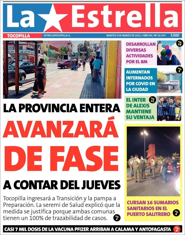 Portada de La Estrella de Tocopilla (Chile)