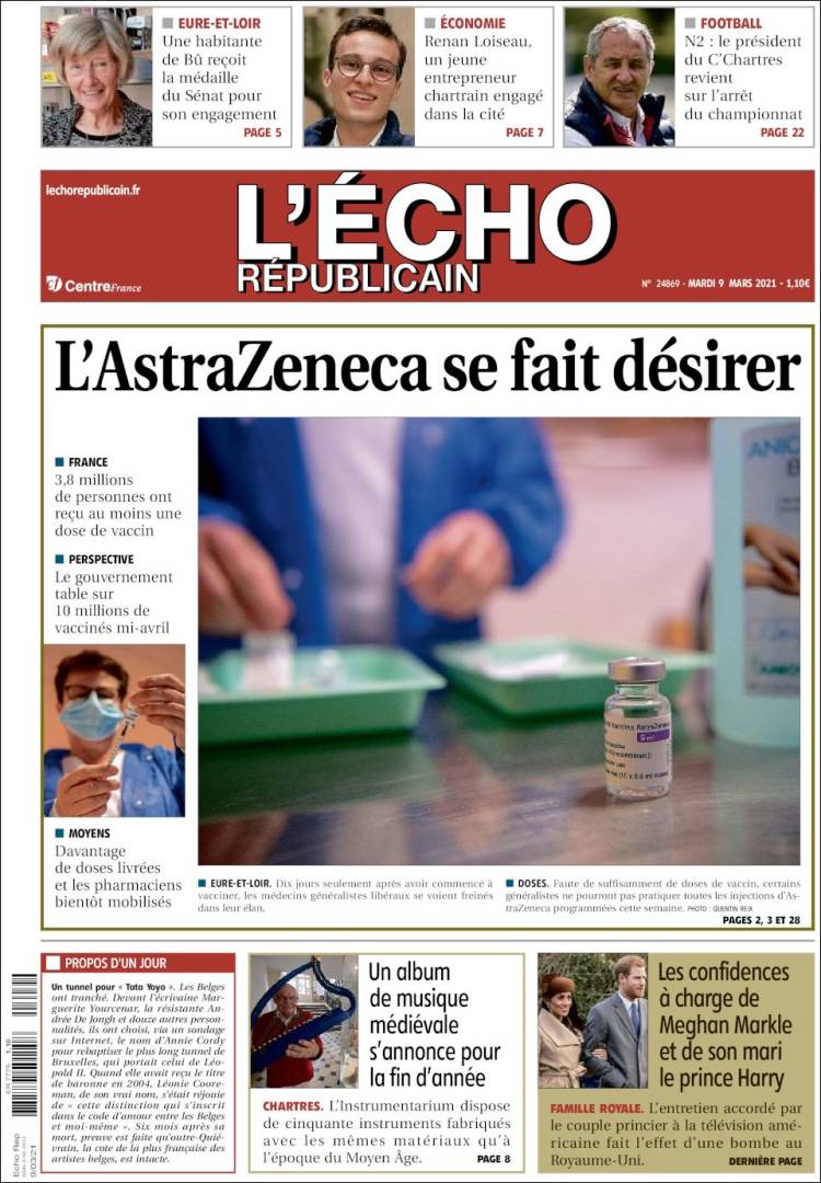 Portada de L'Echo Républicain (Francia)