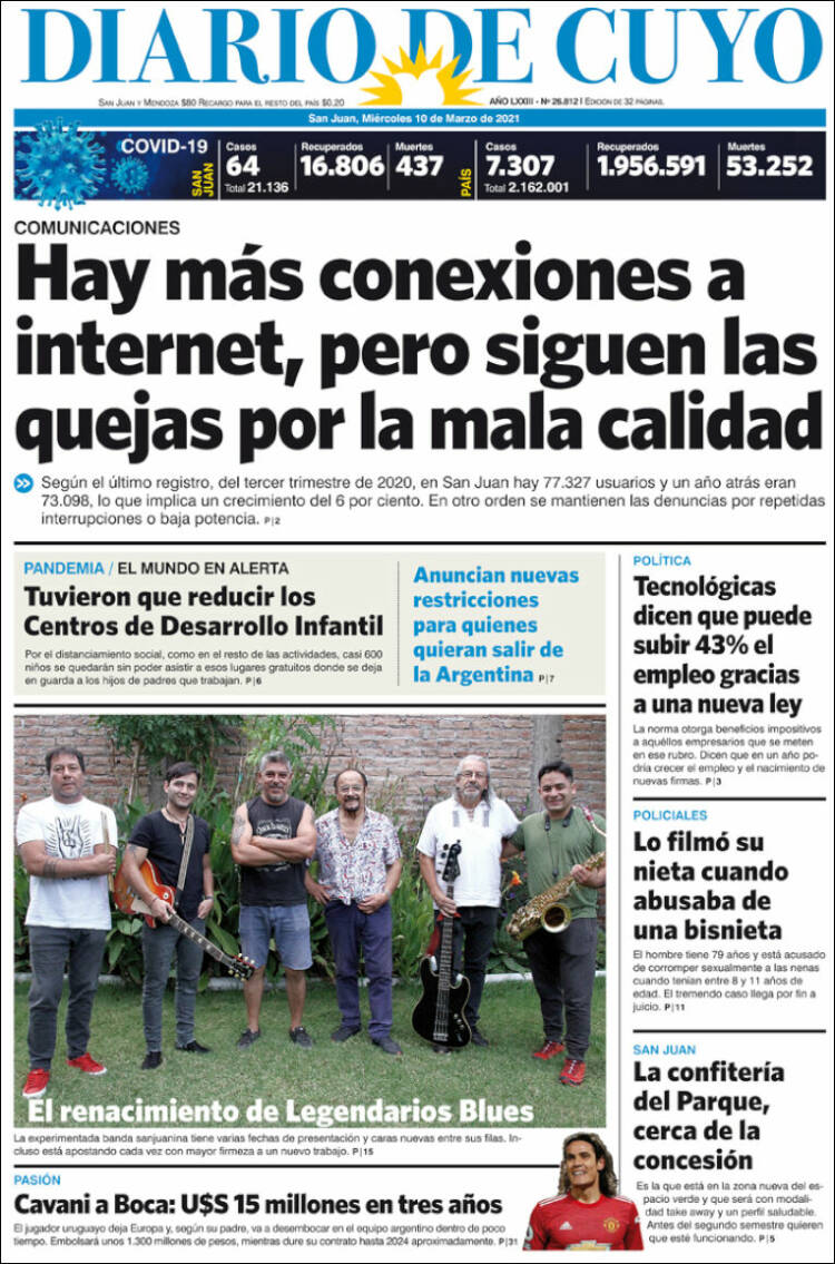 Portada de Diario de Cuyo (Argentina)
