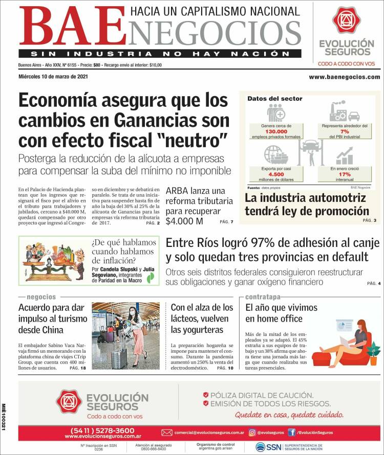Portada de Buenos Aires Económico (Argentina)