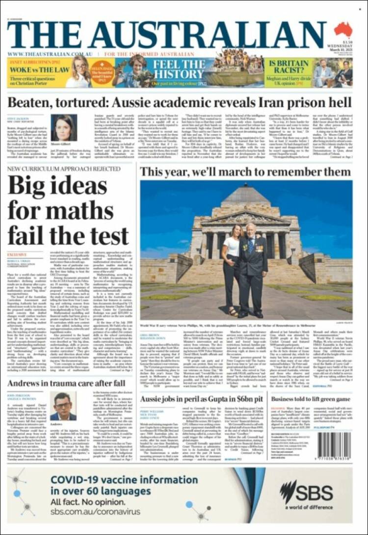 Portada de The Australian (Australia)