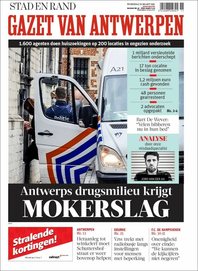 Portada de Gazet van Antwerpen (B&eacute;lgica)