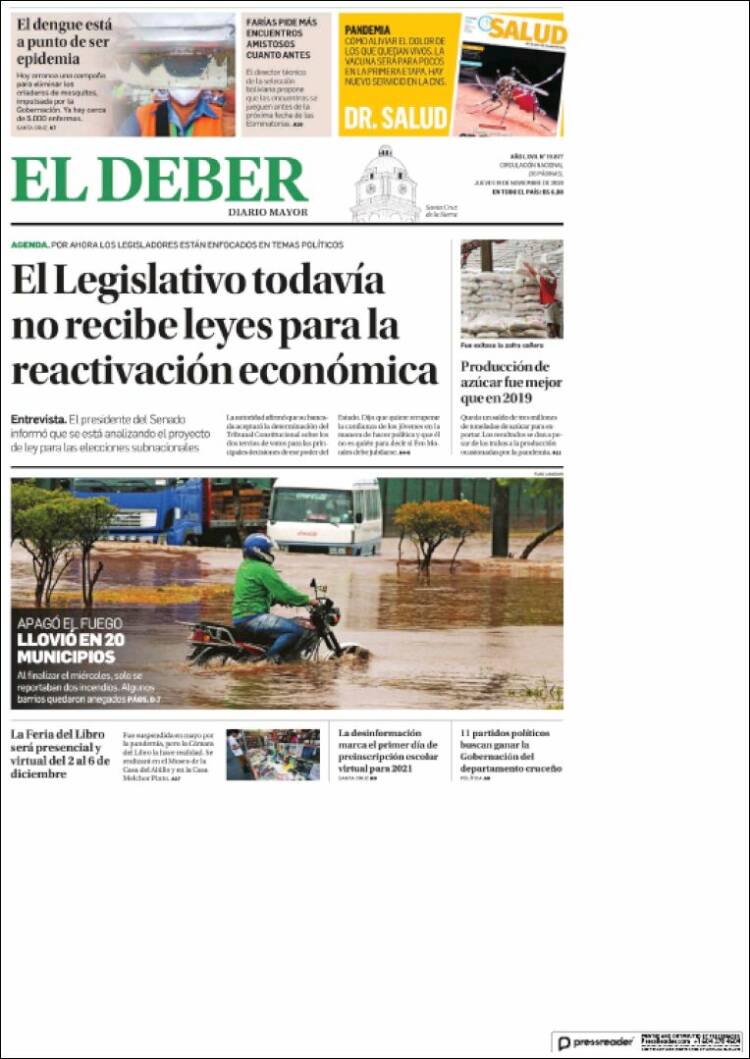 Portada de El Deber (Bolivia)