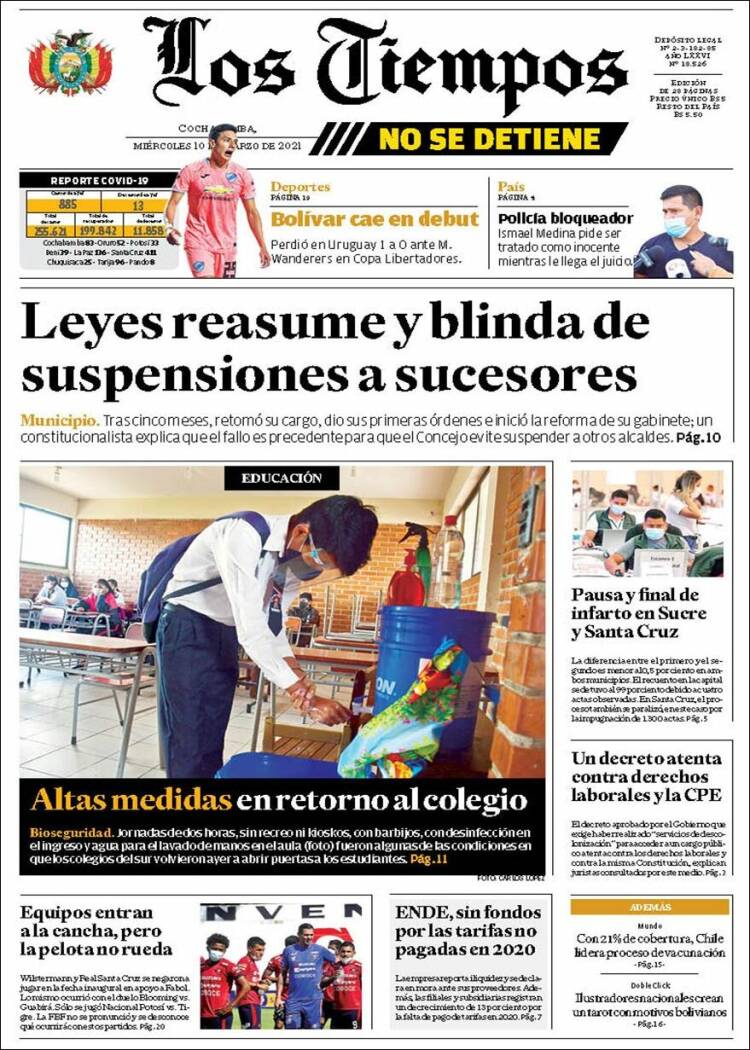 Portada de Los Tiempos (Bolivia)