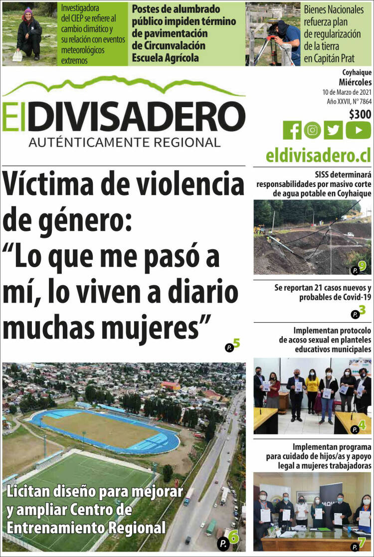 Portada de Diario El Divisadero (Chile)