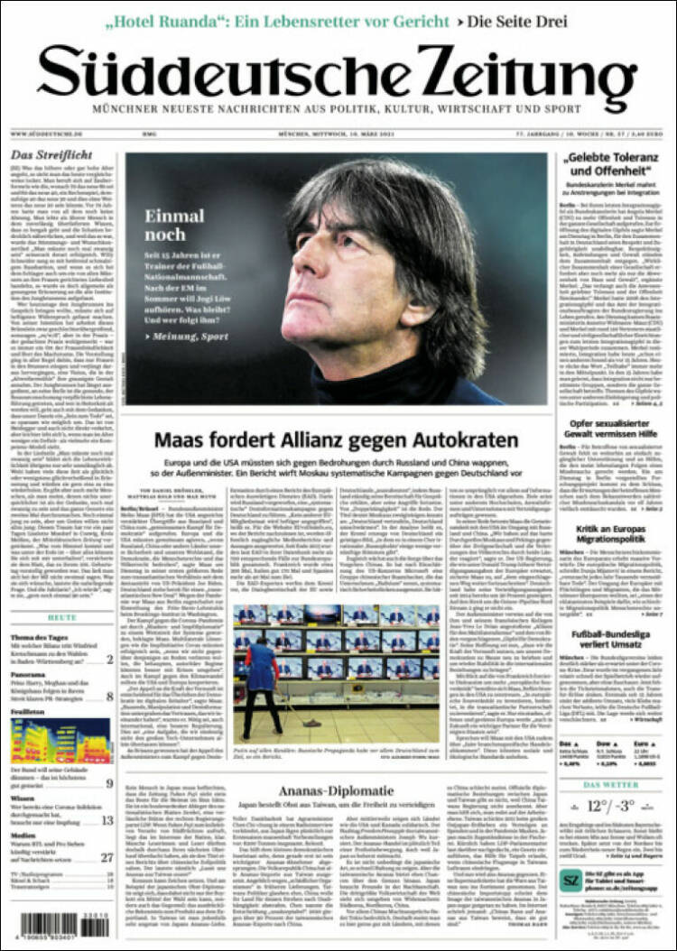 Portada de Sueddeutsche (Alemania)