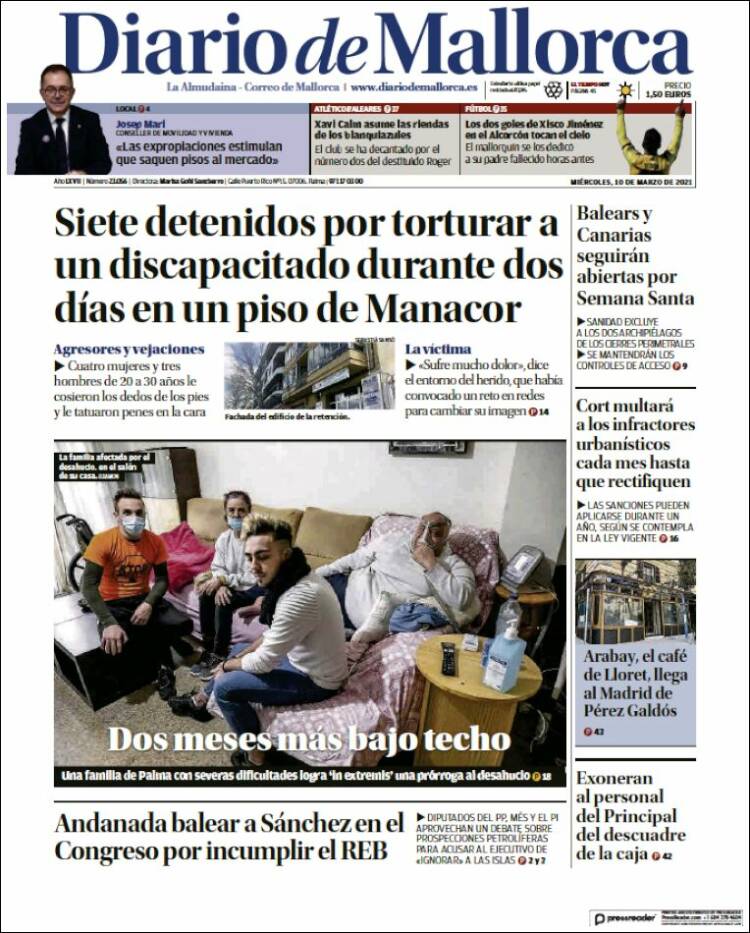 Portada de Diario de Mallorca (España)