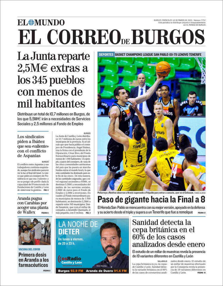 Portada de El Correo de Burgos (España)