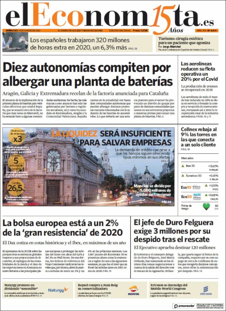 Portada de El Economista (Espa&ntilde;a)
