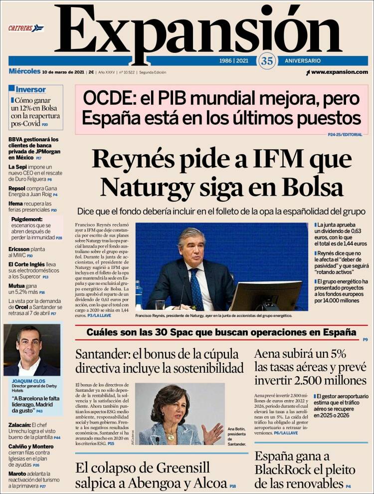 Portada de Expansión (Espa&ntilde;a)