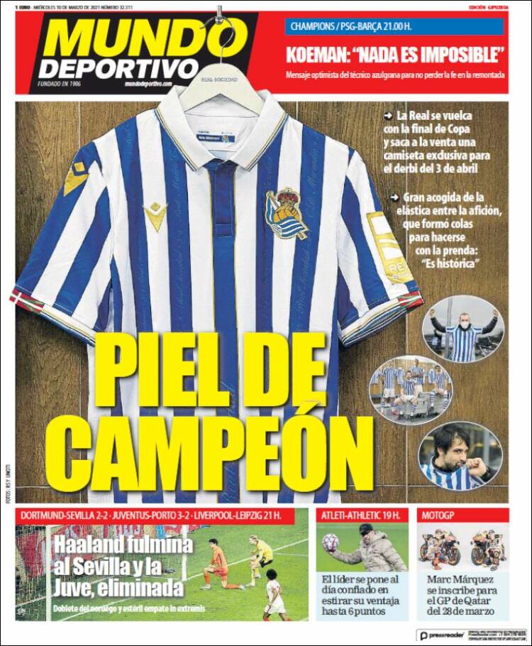 Portada de Mundo Deportivo Gipuzkoa (España)