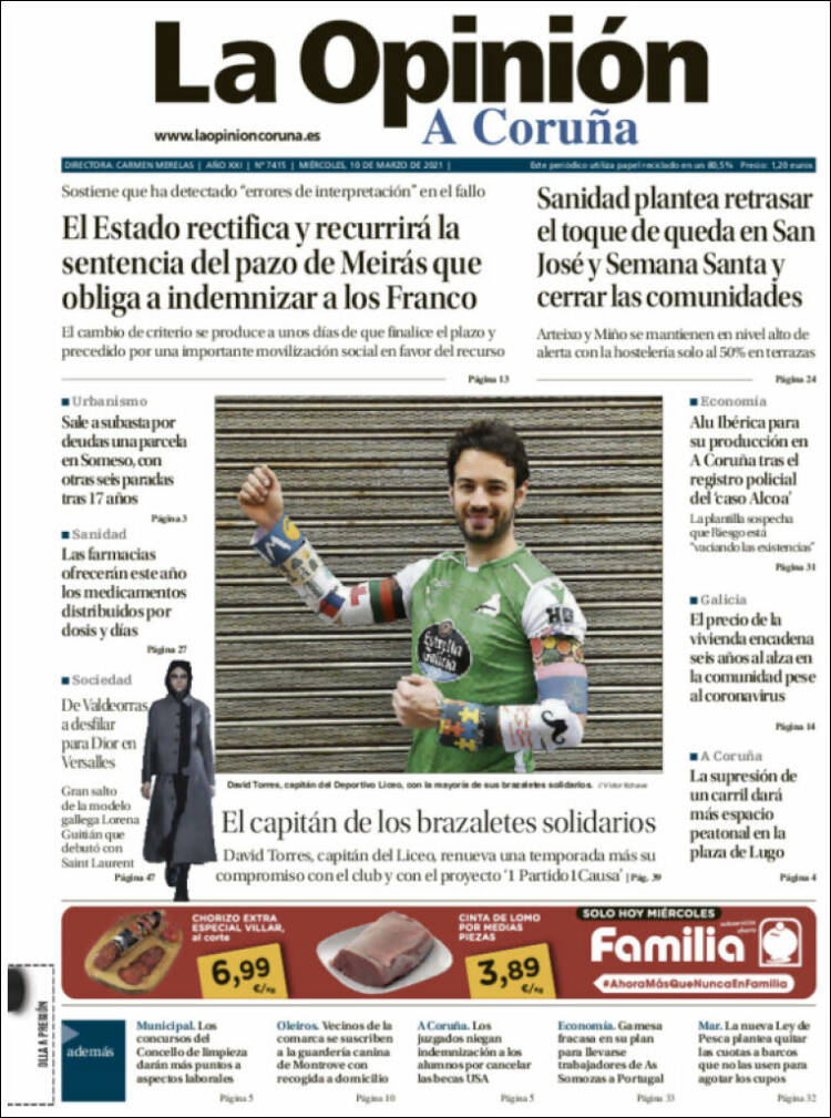 Portada de La Opinión de A Coruña (España)