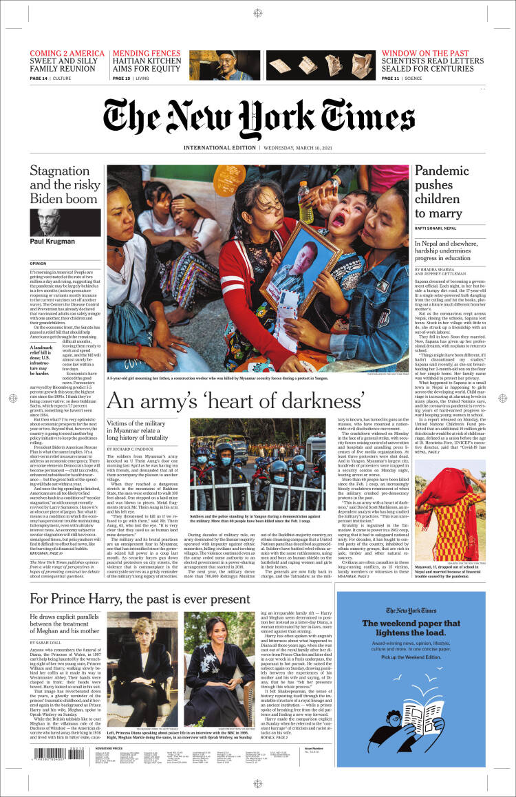 Portada de International New York Times (Europa)