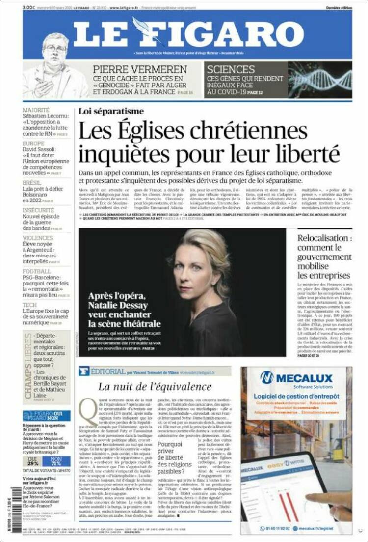 Portada de Le Figaro (France)