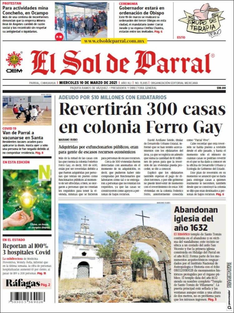 Portada de El Sol de Parral (México)
