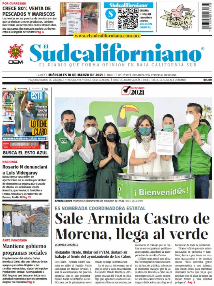Portada de El Sudcaliforniano (México)