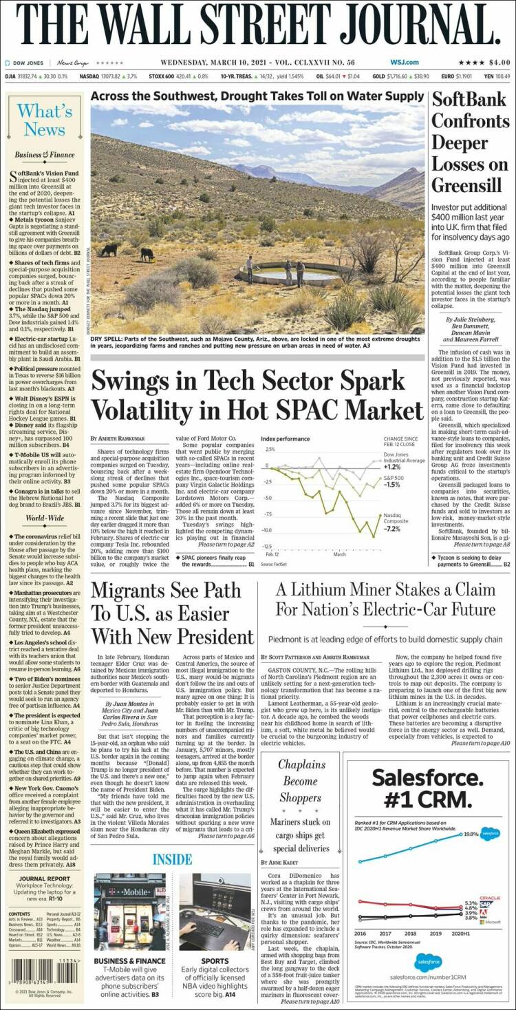 Portada de Wall Street Journal (USA)