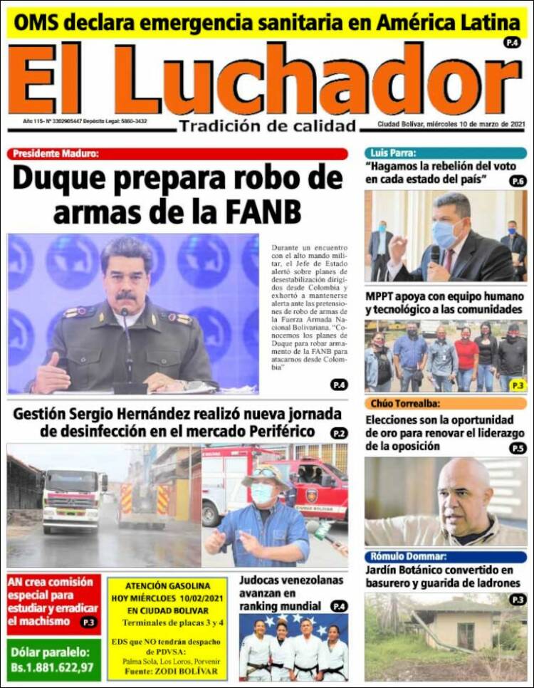 Portada de El Luchador (Venezuela)