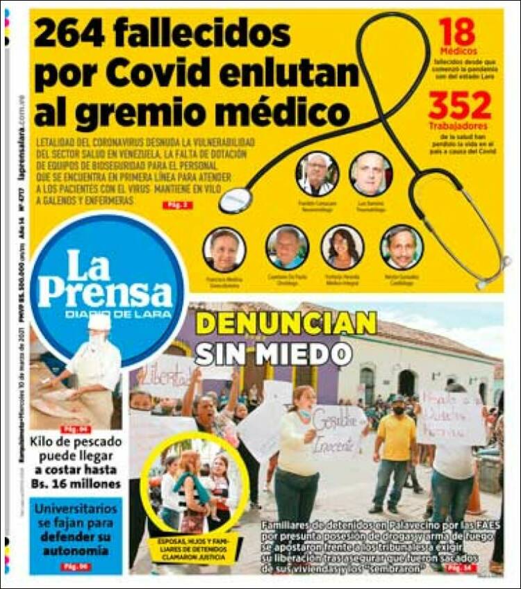 Portada de La Prensa de Lara (Venezuela)