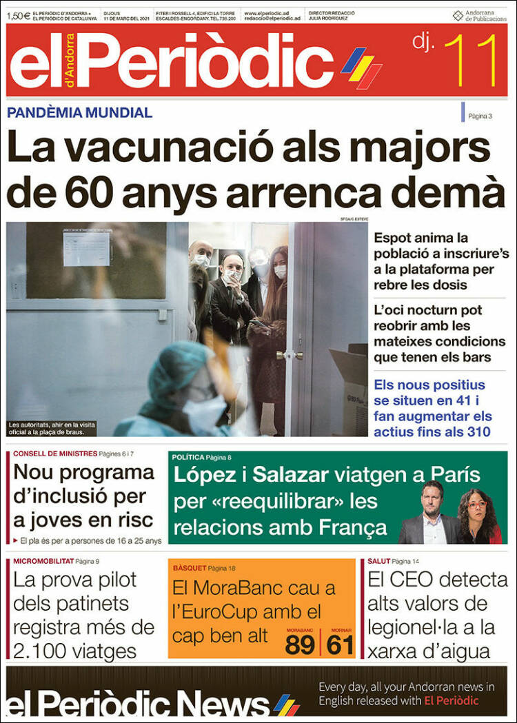 Portada de El Periòdic d'Andorra (Andorra)