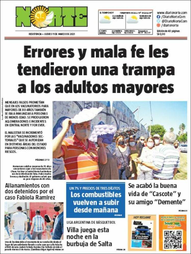 Portada de Diario Norte (Argentina)