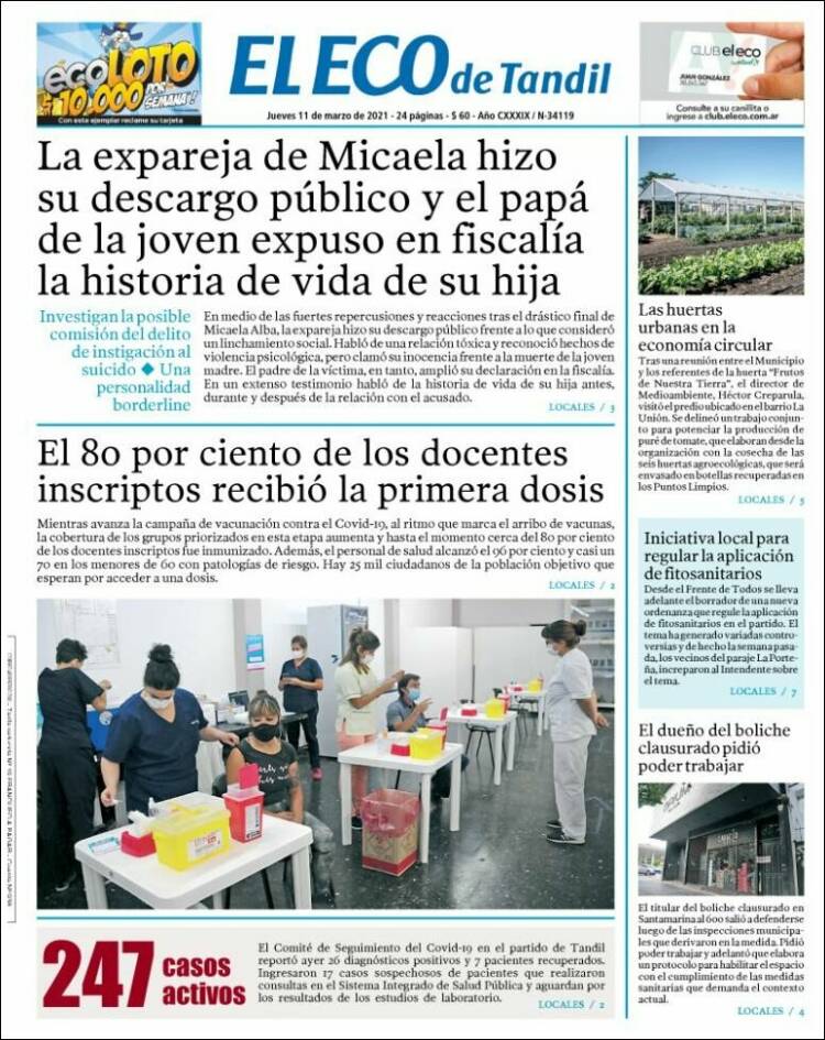 Portada de El Eco de Tandil (Argentina)