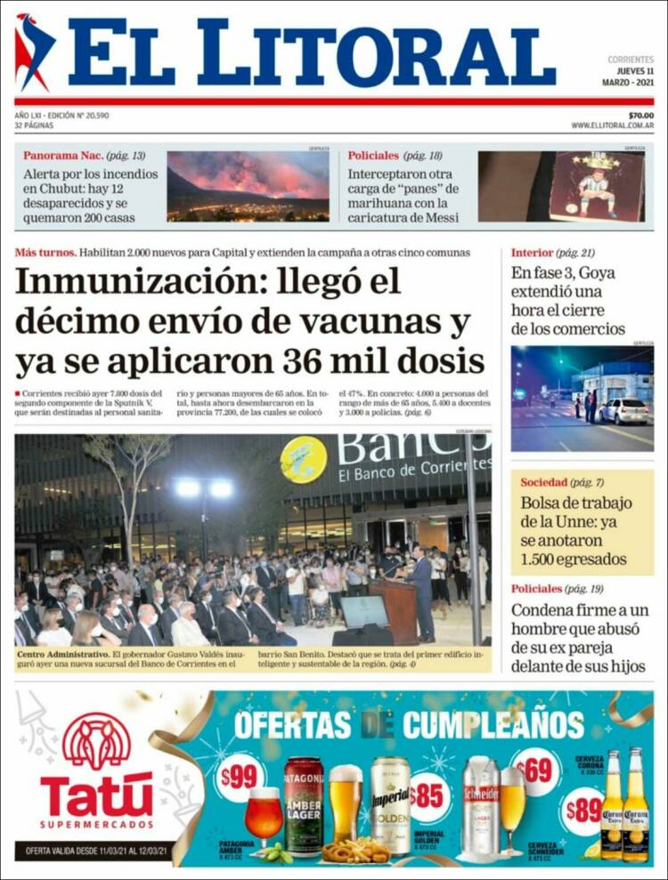 Portada de El Litoral Corrientes (Argentina)