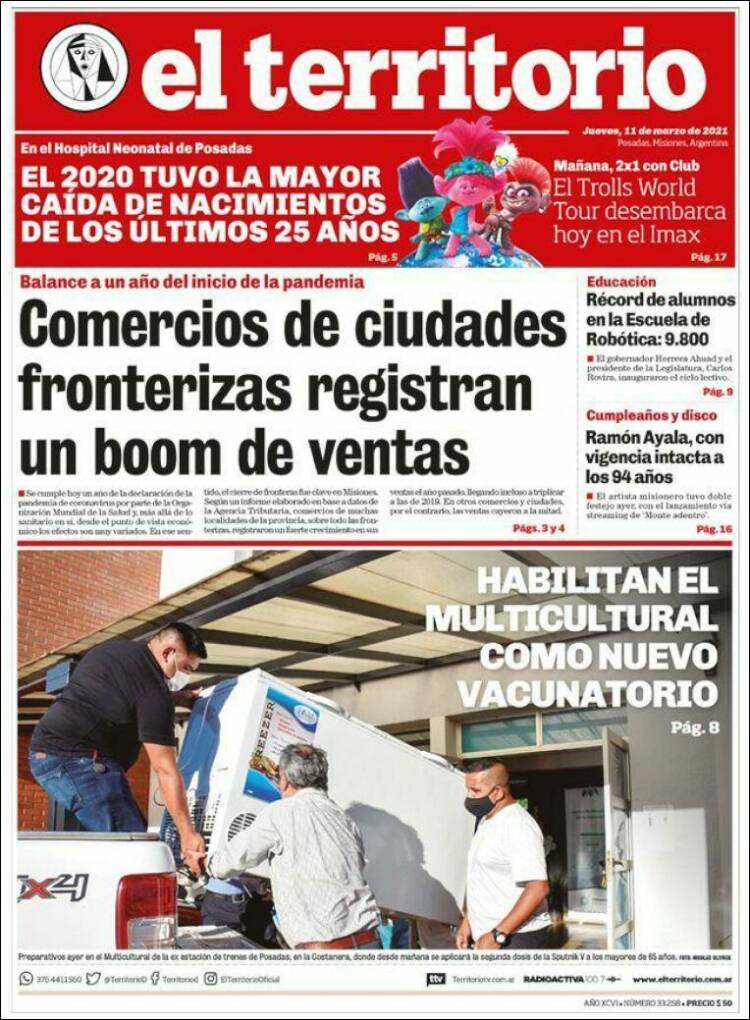 Portada de El Territorio (Argentina)