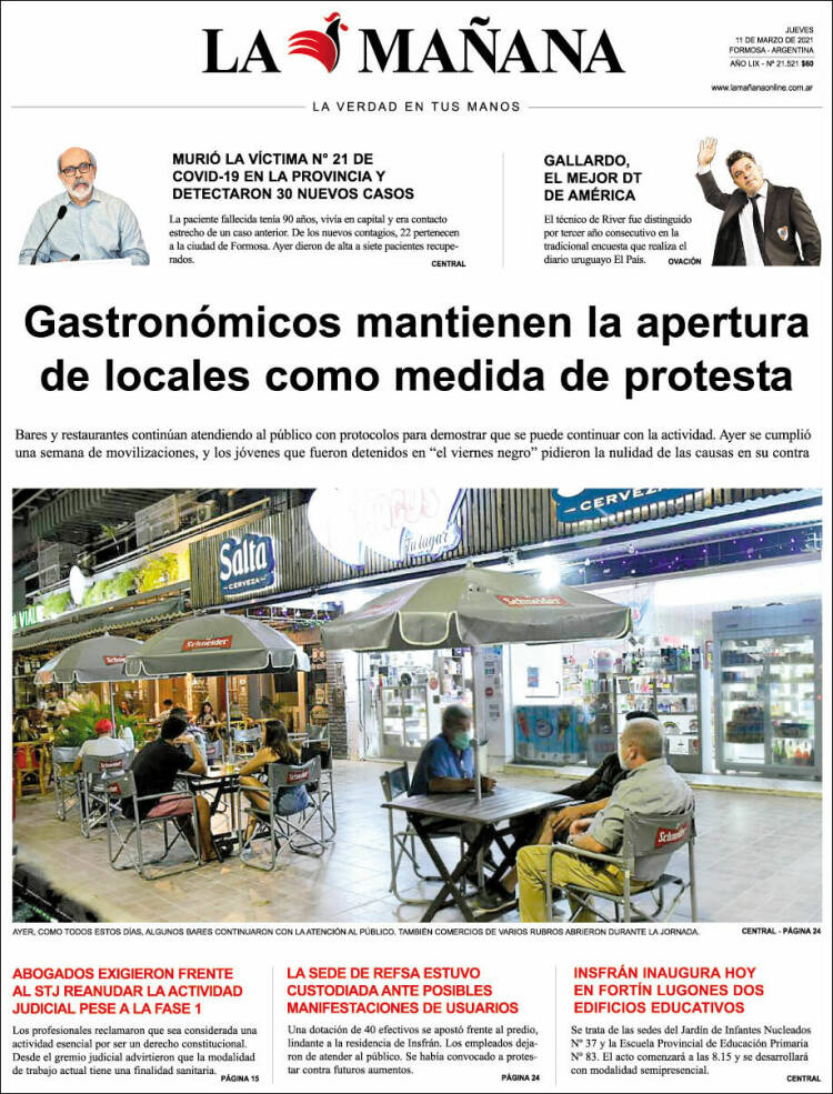 Portada de Diario La Mañana (Argentina)