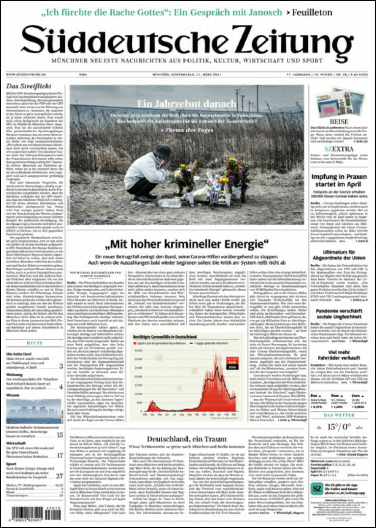 Portada de Sueddeutsche (Alemania)