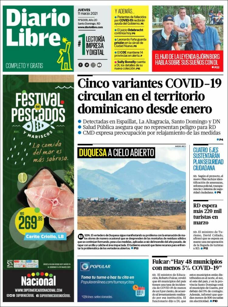 Portada de Diario Libre (R. Dominicana)