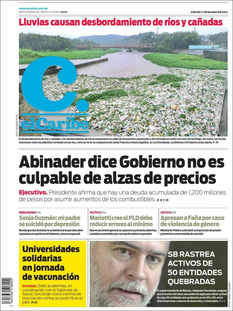 Portada de El Caribe (R. Dominicana)