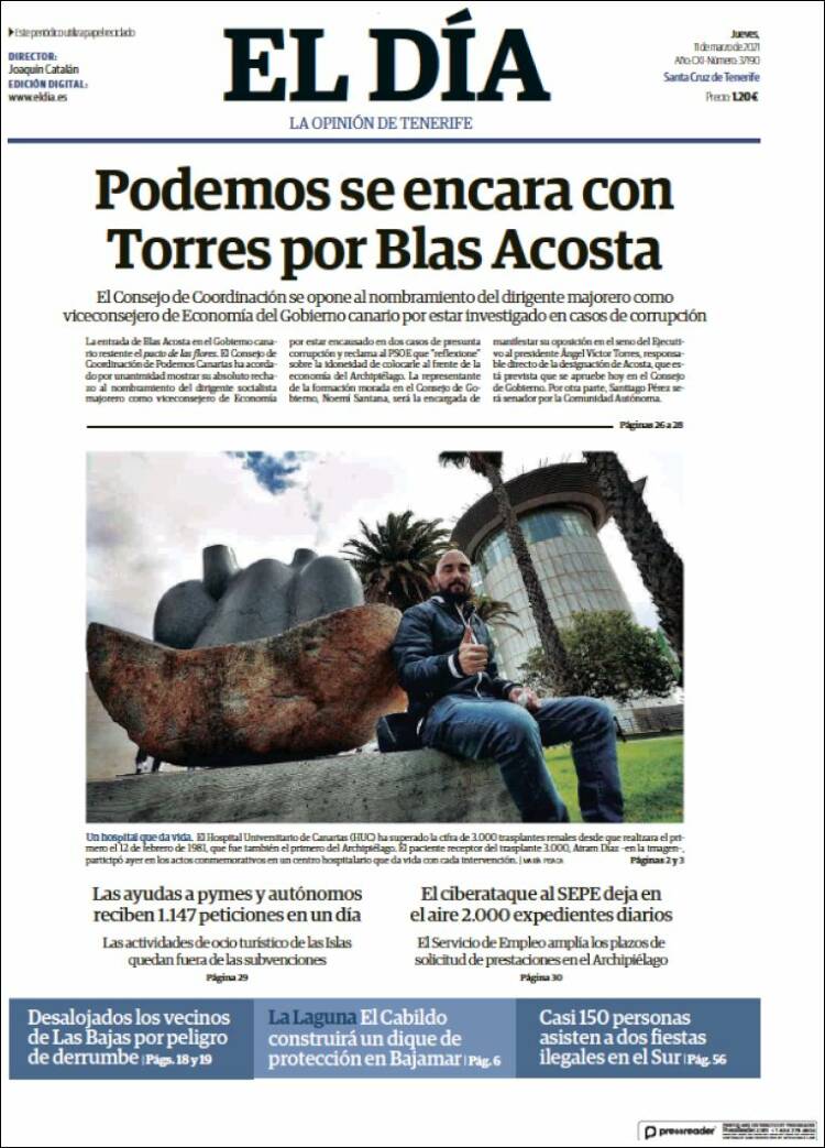 Portada de El Día (Espa&ntilde;a)