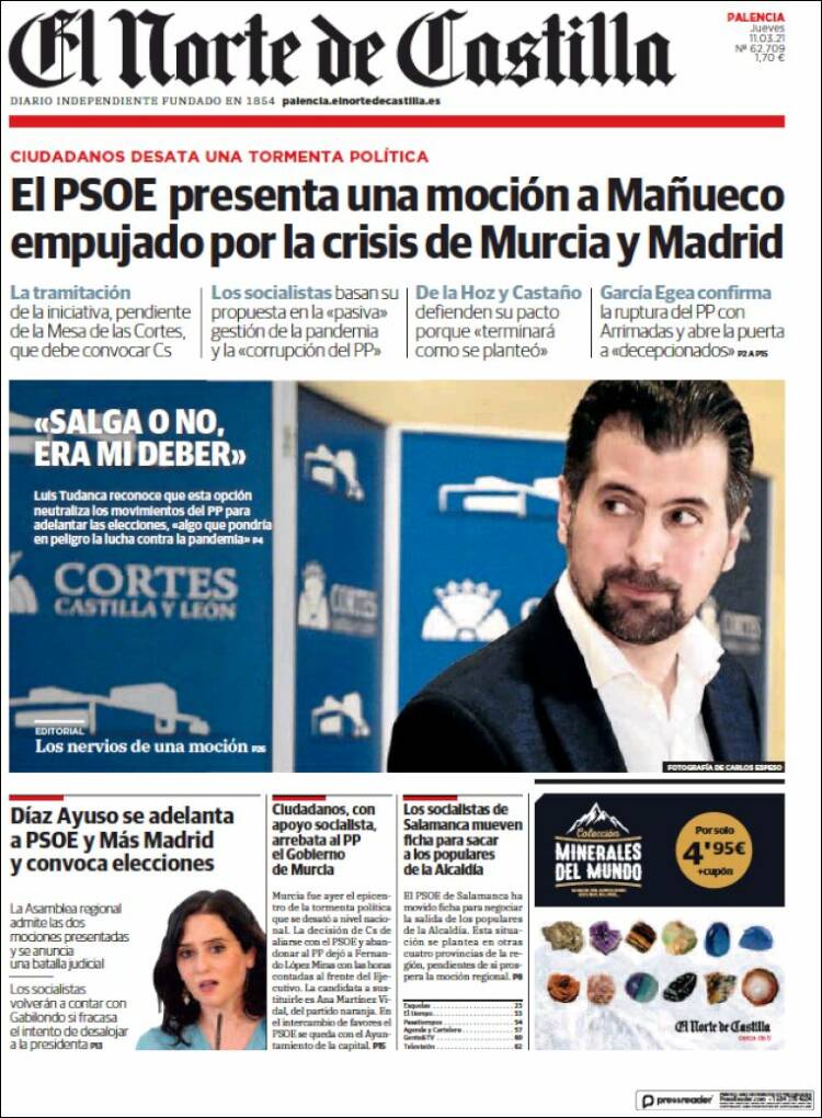 Portada de Norte de Castilla - Palencia (Espa&ntilde;a)