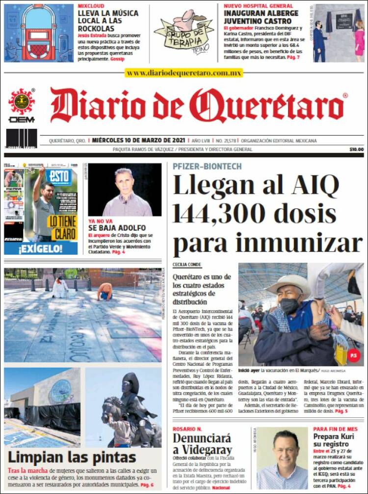 Portada de Diario de Querétaro (México)