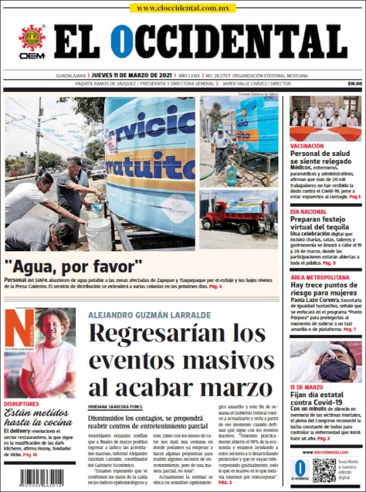 Portada de El Occidental (México)