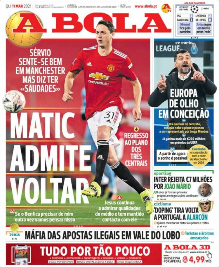 Portada de A Bola (Portugal)