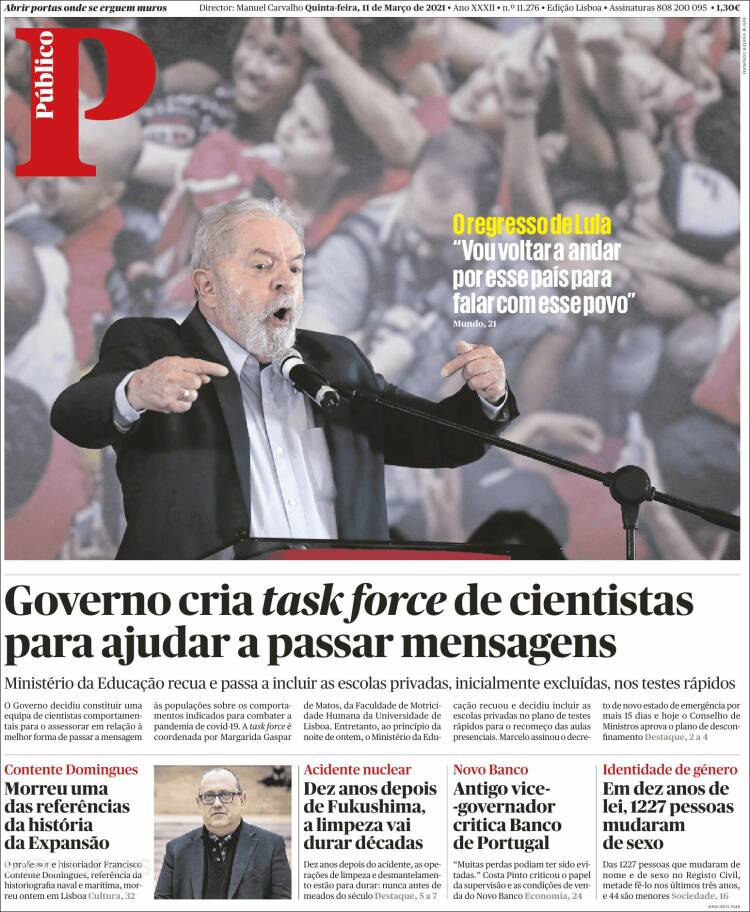 Portada de Público (Portugal)