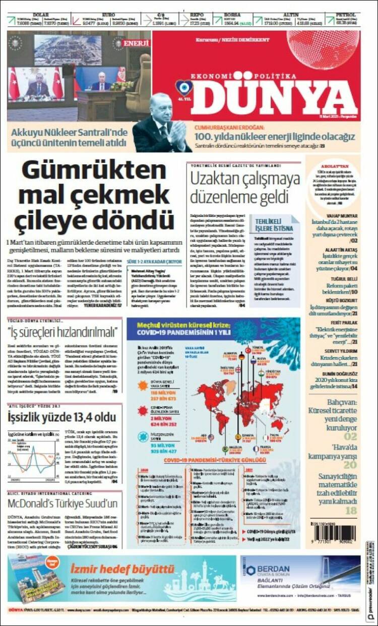 Portada de Dünya (Turqu&iacute;a)